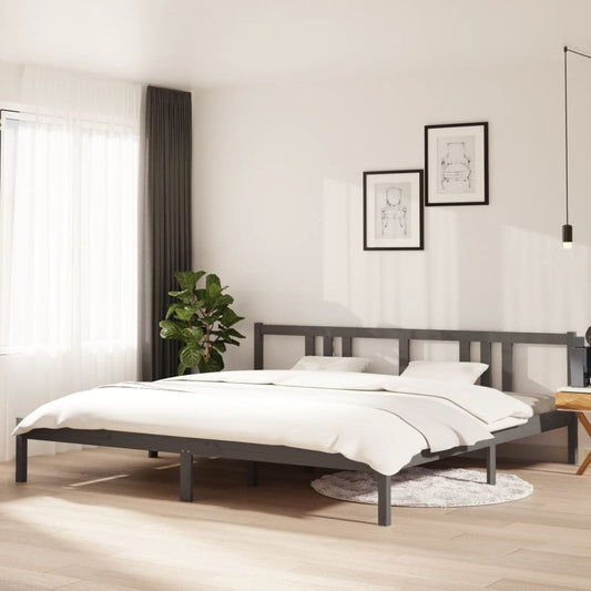 vidaXL Bed Frame | Grey | Solid Pinewood | 200x200 cm | Bed Frame | Rectangular