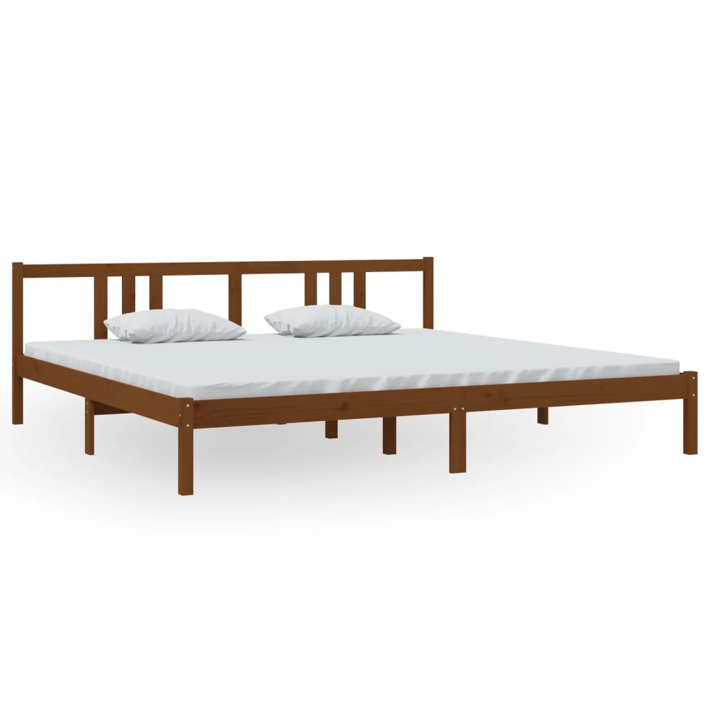 vidaXL Bed Frame | Honey Brown | Solid Pine Wood, Plywood | 200x200 cm