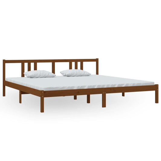 vidaXL Bed Frame | Honey Brown | Solid Pine Wood, Plywood | 200x200 cm