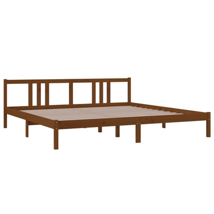 vidaXL Bed Frame | Honey Brown | Solid Pine Wood, Plywood | 200x200 cm