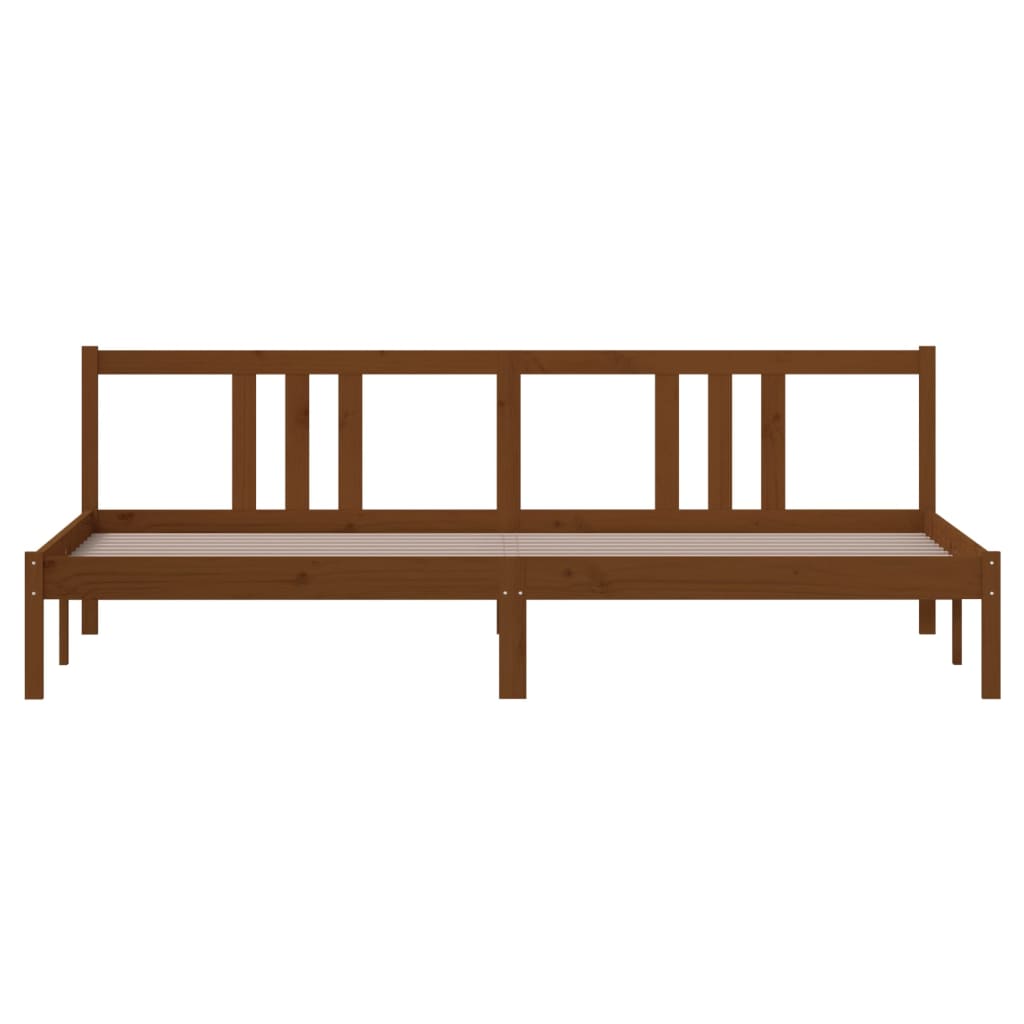 vidaXL Bed Frame | Honey Brown | Solid Pine Wood, Plywood | 200x200 cm