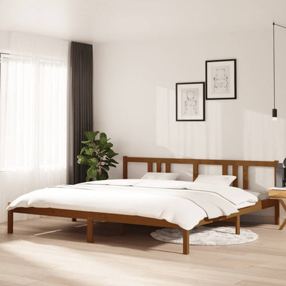 vidaXL Bed Frame | Honey Brown | Solid Pine Wood, Plywood | 200x200 cm