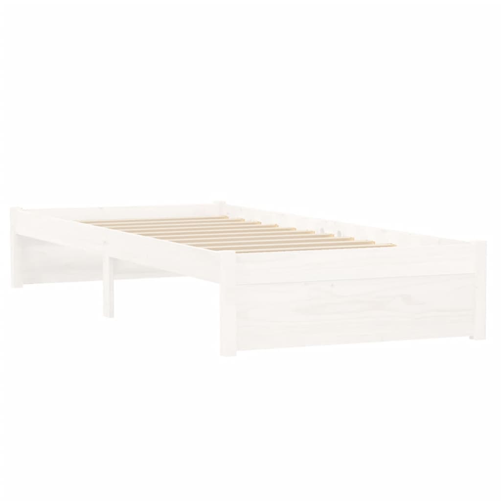 vidaXL Bed Frame without Mattress White Solid Wood 75x190 cm Small Single