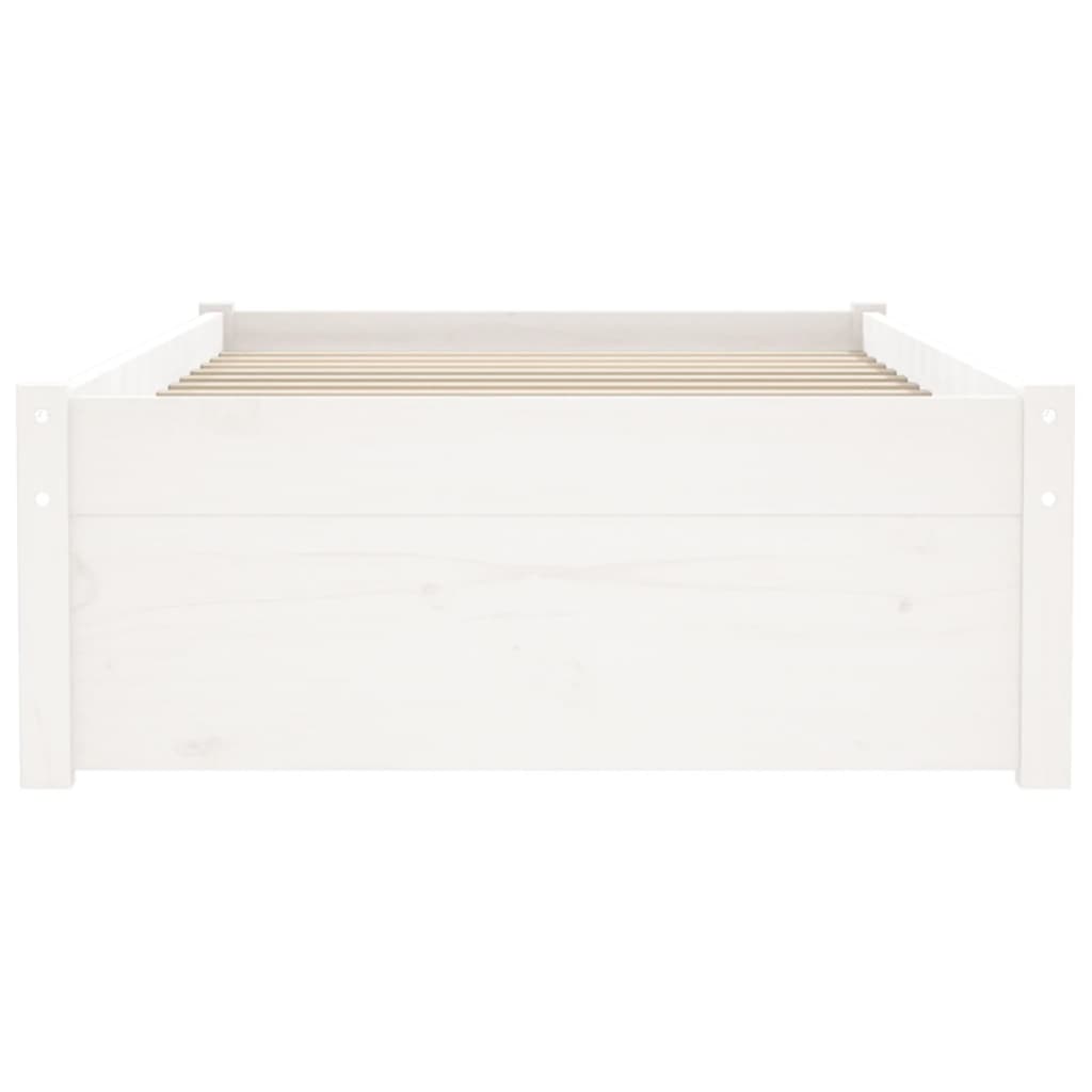 vidaXL Bed Frame without Mattress White Solid Wood 75x190 cm Small Single