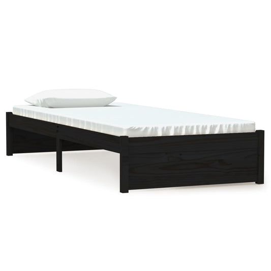 vidaXL Bed Frame without Mattress Black Solid Wood 75x190 cm