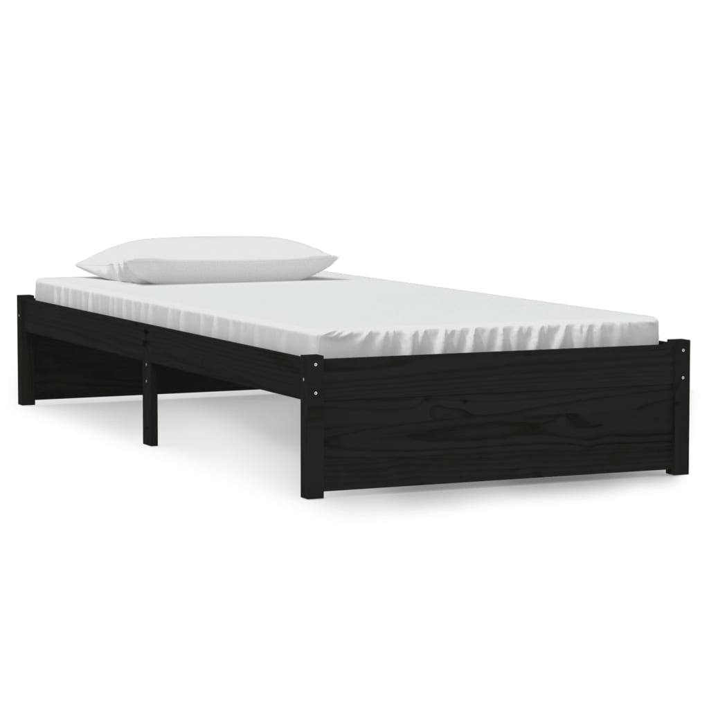 vidaXL Bed Frame without Mattress Black Solid Wood 90x190 cm Single