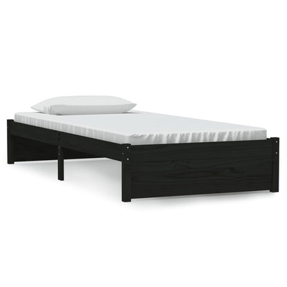 vidaXL Bed Frame without Mattress Black Solid Wood 90x190 cm Single