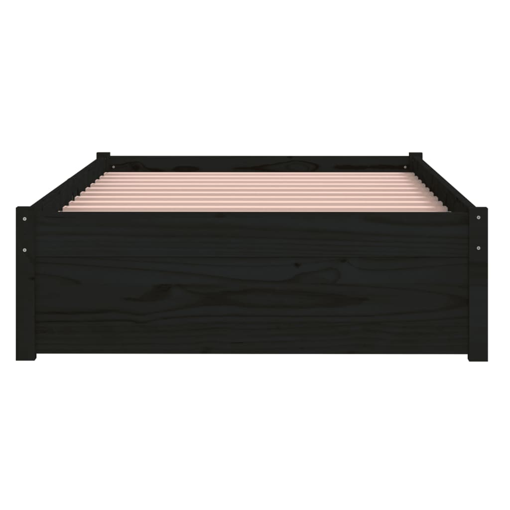vidaXL Bed Frame without Mattress Black Solid Wood 90x190 cm Single