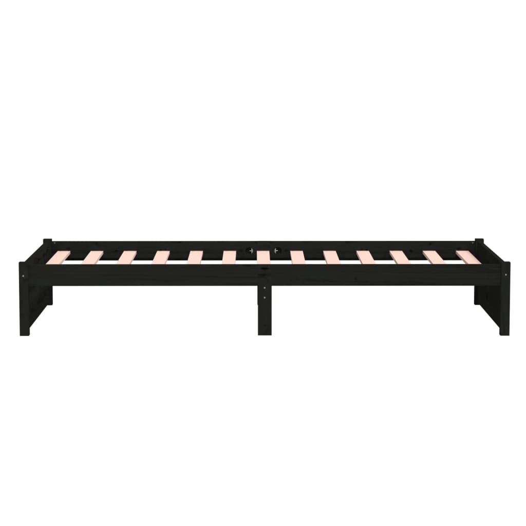 vidaXL Bed Frame without Mattress Black Solid Wood 90x190 cm Single