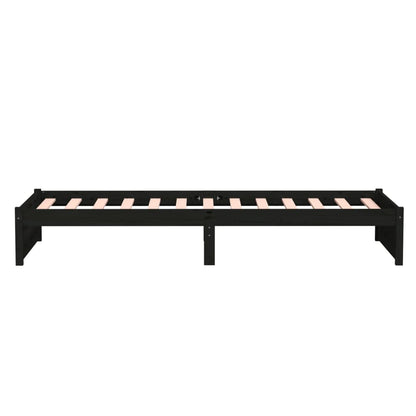 vidaXL Bed Frame without Mattress Black Solid Wood 90x190 cm Single