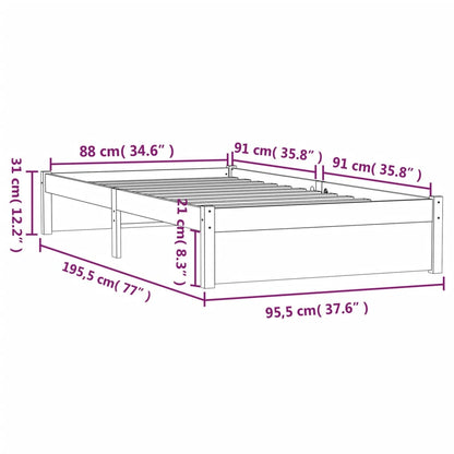 vidaXL Bed Frame without Mattress Black Solid Wood 90x190 cm Single