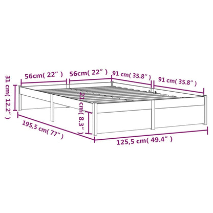 vidaXL Bed Frame without Mattress Honey Brown Solid Wood 120x190 cm