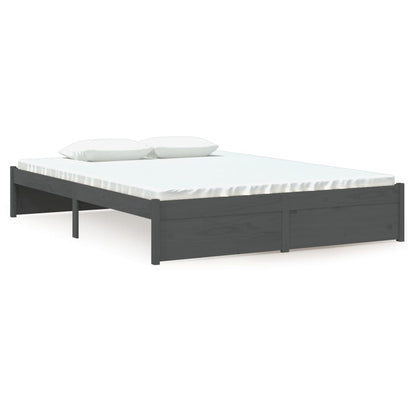 vidaXL Bed Frame without Mattress Grey Solid Wood 135x190 cm Double