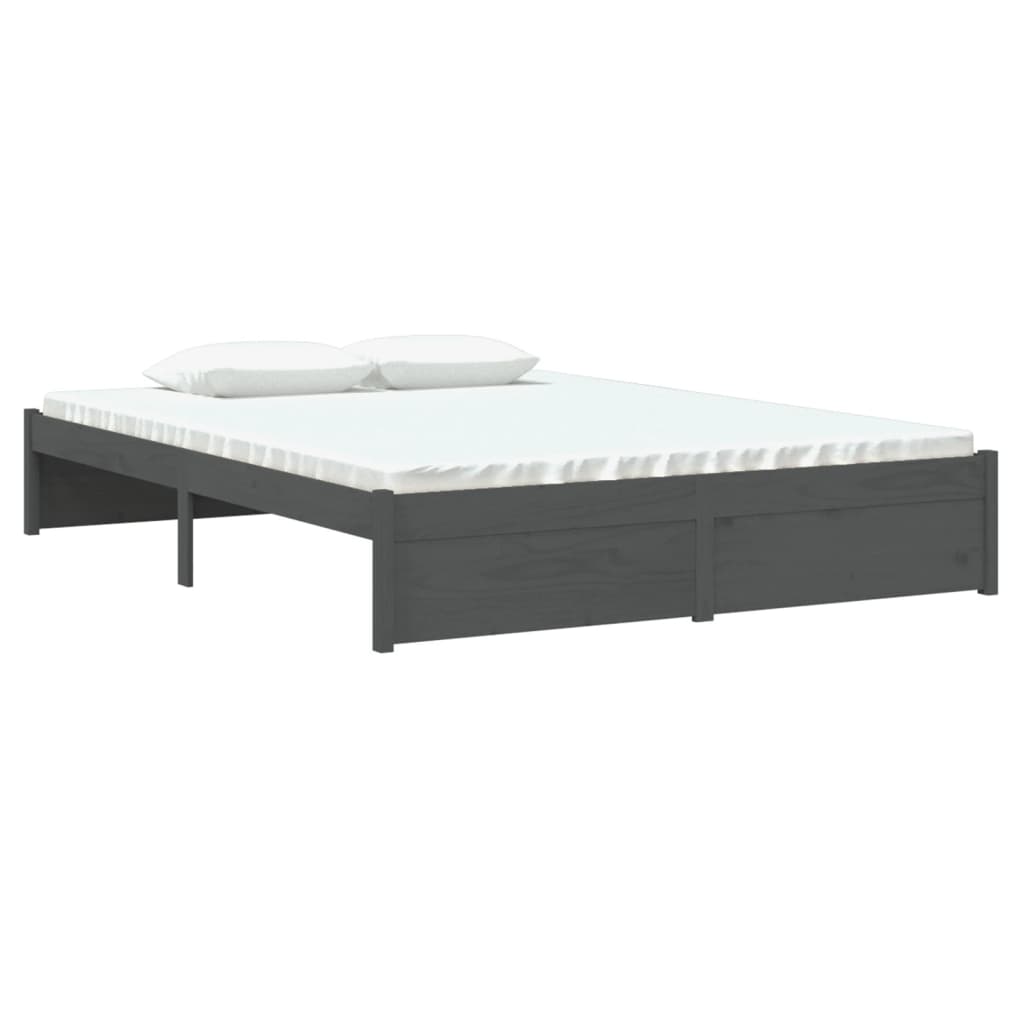 vidaXL Bed Frame without Mattress Grey Solid Wood 135x190 cm Double