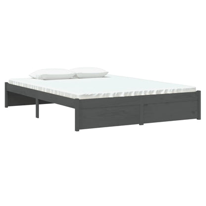 vidaXL Bed Frame without Mattress Grey Solid Wood 135x190 cm Double