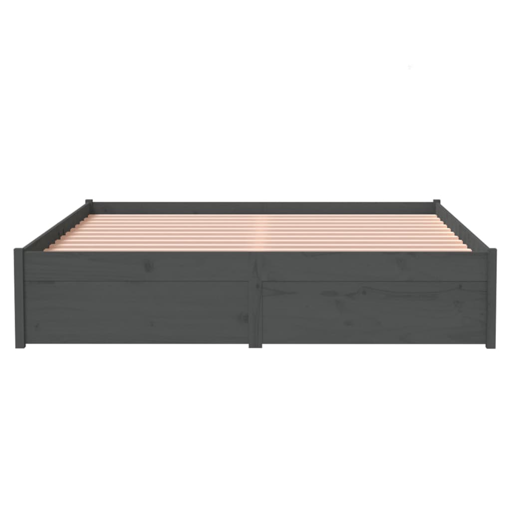 vidaXL Bed Frame without Mattress Grey Solid Wood 135x190 cm Double