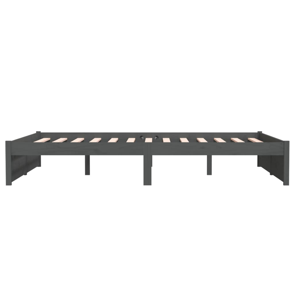 vidaXL Bed Frame without Mattress Grey Solid Wood 135x190 cm Double