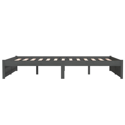 vidaXL Bed Frame without Mattress Grey Solid Wood 135x190 cm Double