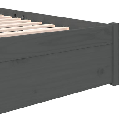 vidaXL Bed Frame without Mattress Grey Solid Wood 135x190 cm Double