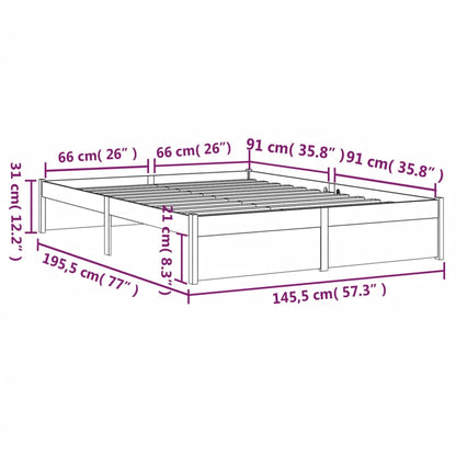 vidaXL Bed Frame without Mattress Honey Brown Solid Wood 140x190 cm