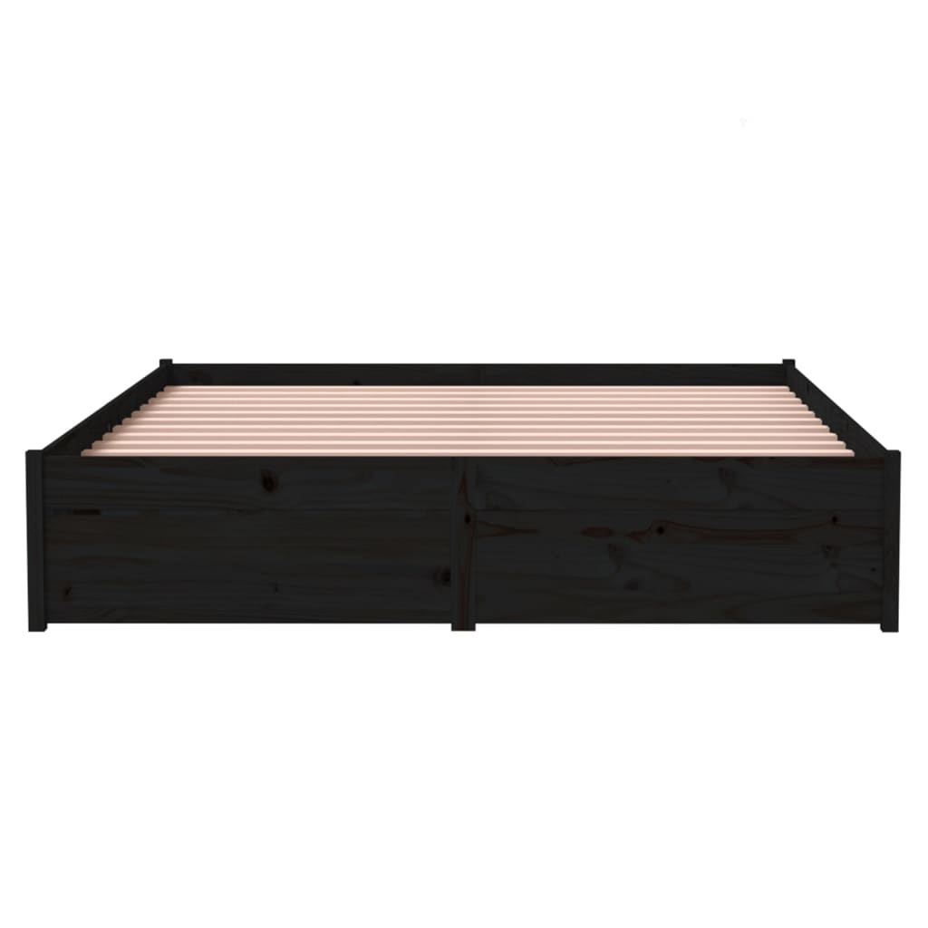 vidaXL Bed Frame without Mattress Black Solid Wood 140x190 cm