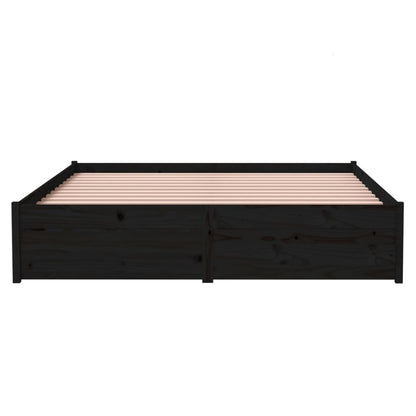 vidaXL Bed Frame without Mattress Black Solid Wood 140x190 cm
