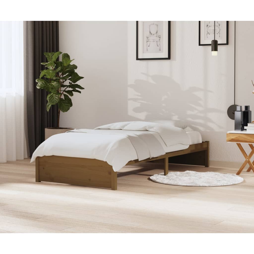 vidaXL Bed Frame without Mattress Honey Brown Solid Wood 90x200 cm