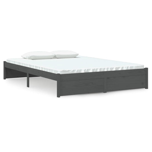 vidaXL Bed Frame without Mattress Grey Solid Wood 140x200 cm