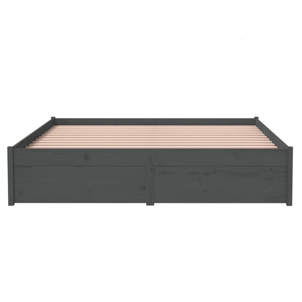 vidaXL Bed Frame without Mattress Grey Solid Wood 140x200 cm