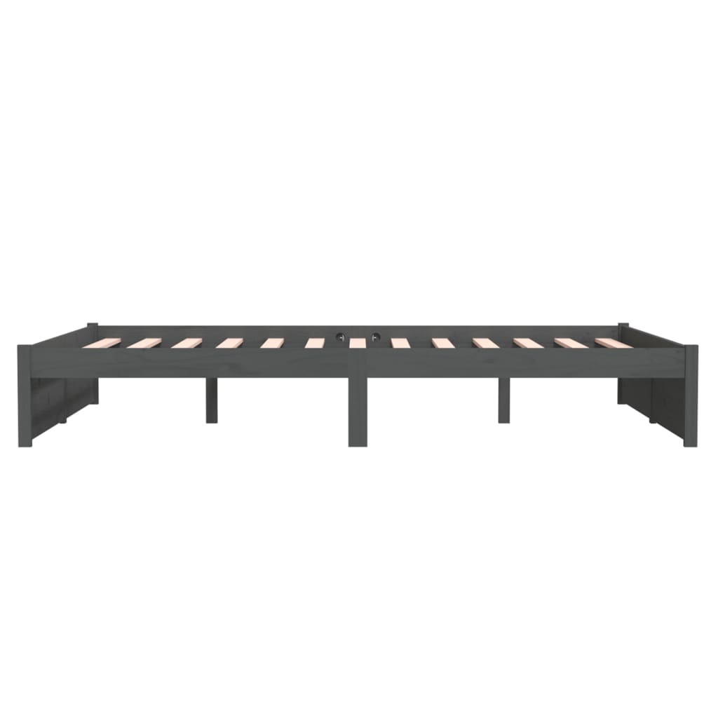 vidaXL Bed Frame without Mattress Grey Solid Wood 140x200 cm