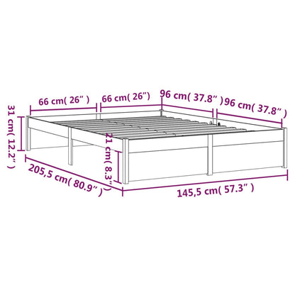 vidaXL Bed Frame without Mattress Grey Solid Wood 140x200 cm