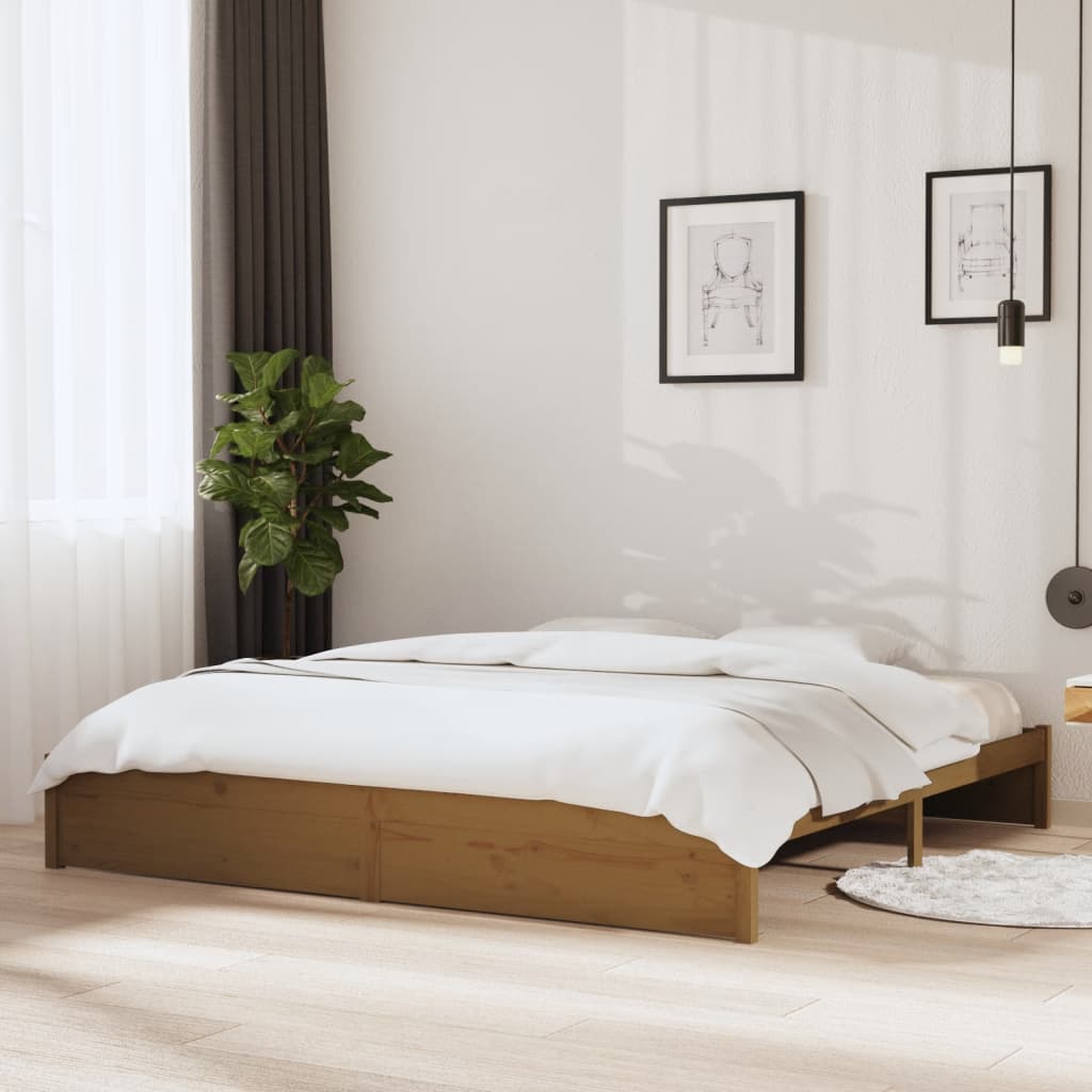 vidaXL Bed Frame without Mattress Honey Brown Solid Wood 200x200 cm