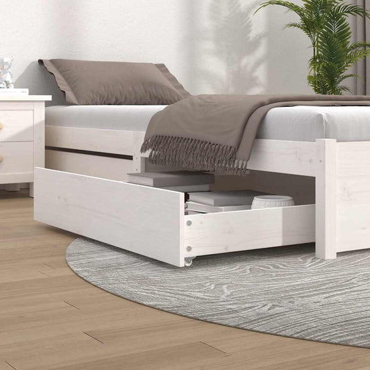 vidaXL Bed Drawers 2 pcs White Solid Wood Pine