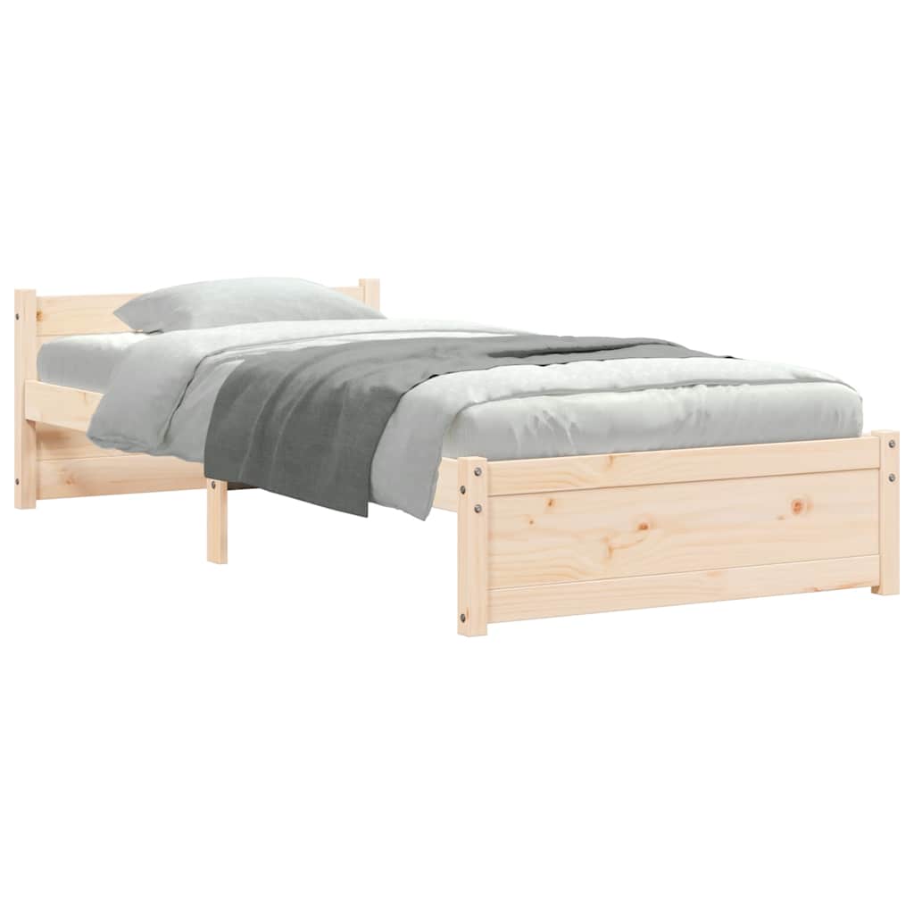 vidaXL Bed Frame without Mattress Solid Wood 75x190 cm Small Single