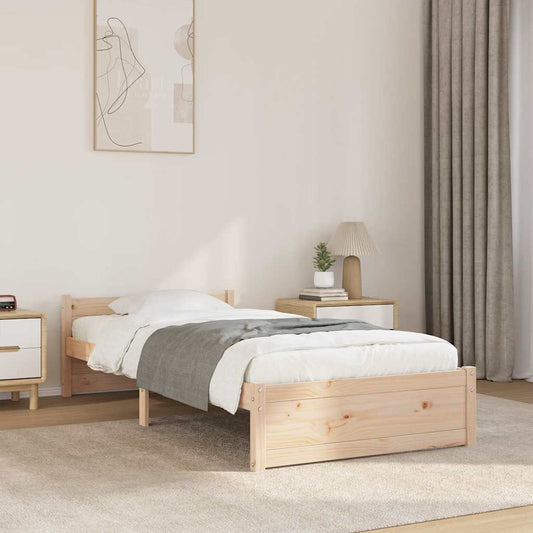 vidaXL Bed Frame without Mattress Solid Wood 75x190 cm Small Single