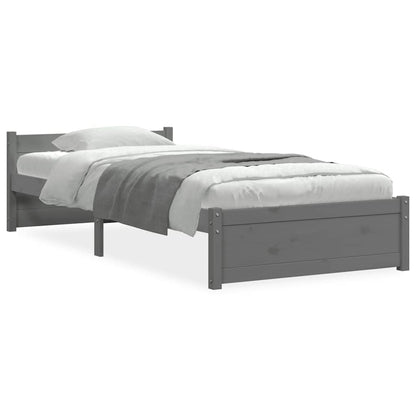 vidaXL Bed Frame without Mattress Grey Solid Wood 75x190 cm Small Single