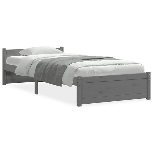vidaXL Bed Frame without Mattress Grey Solid Wood 75x190 cm Small Single