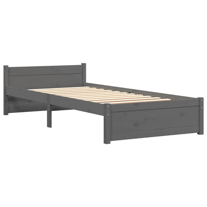 vidaXL Bed Frame without Mattress Grey Solid Wood 75x190 cm Small Single