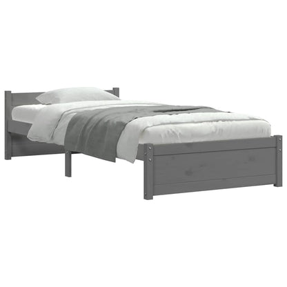 vidaXL Bed Frame without Mattress Grey Solid Wood 75x190 cm Small Single