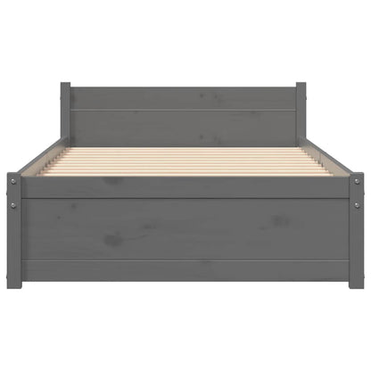vidaXL Bed Frame without Mattress Grey Solid Wood 75x190 cm Small Single