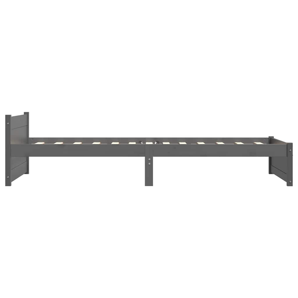 vidaXL Bed Frame without Mattress Grey Solid Wood 75x190 cm Small Single