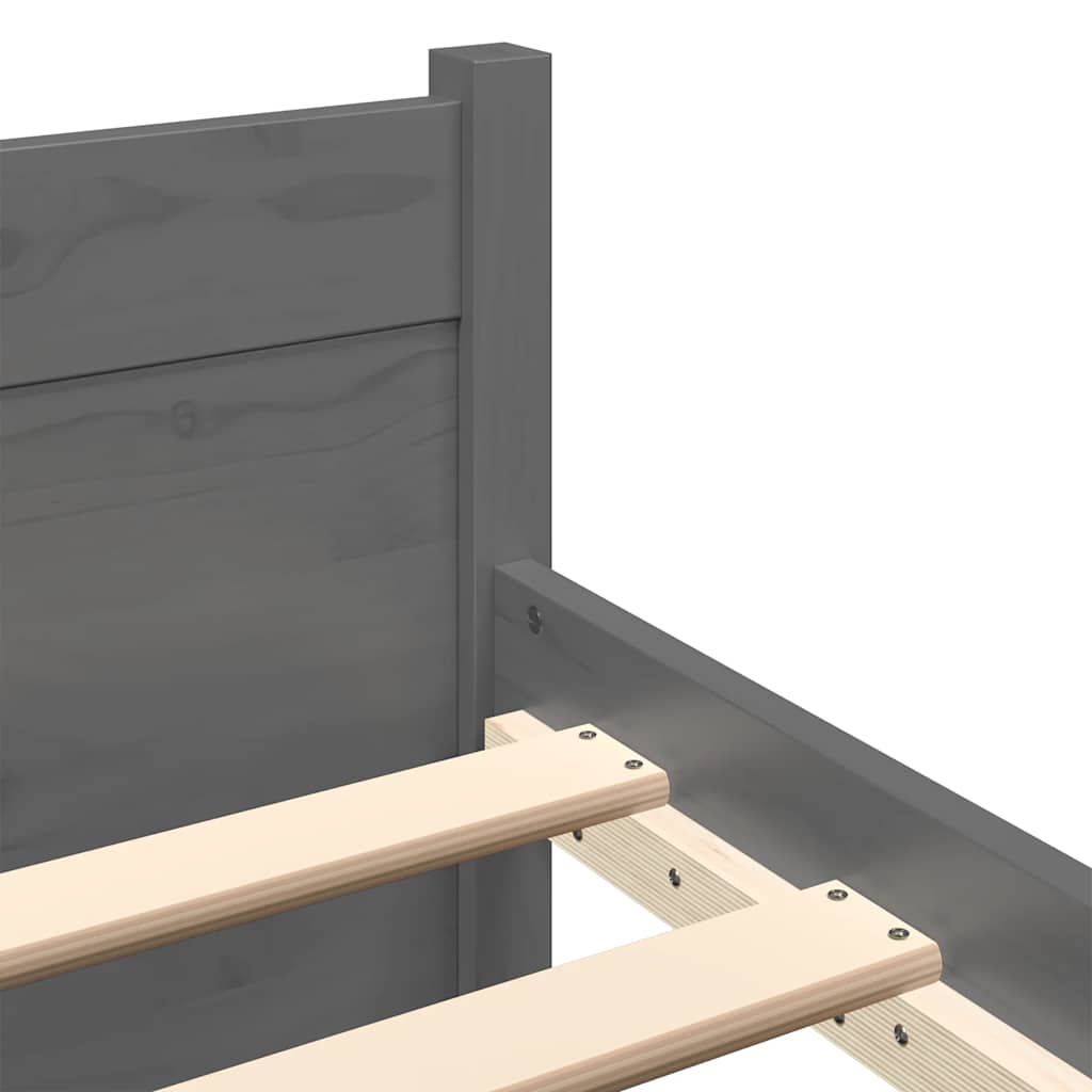 vidaXL Bed Frame without Mattress Grey Solid Wood 75x190 cm Small Single
