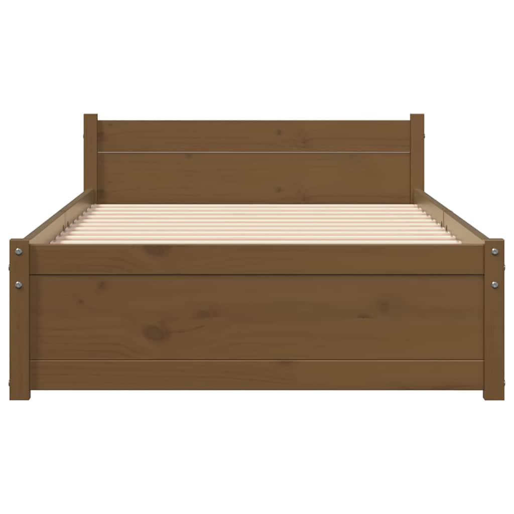 vidaXL Bed Frame without Mattress Honey Brown Solid Wood 75x190 cm Small Single