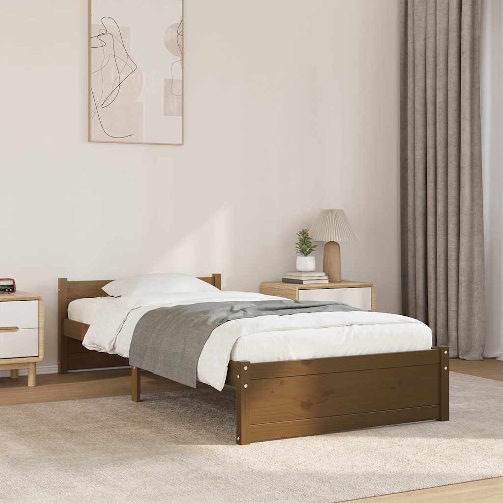 vidaXL Bed Frame without Mattress Honey Brown Solid Wood 75x190 cm Small Single