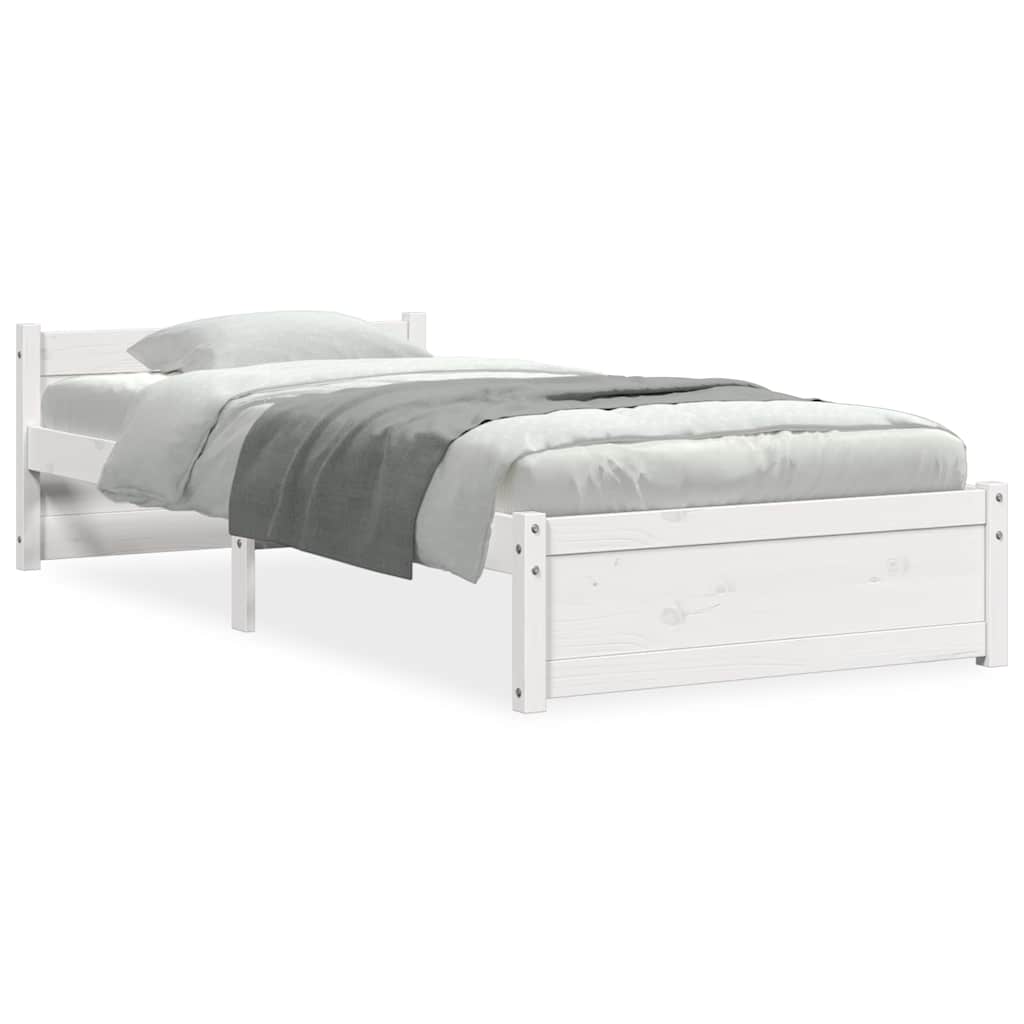 vidaXL Bed Frame without Mattress White Solid Wood 90x190 cm Single