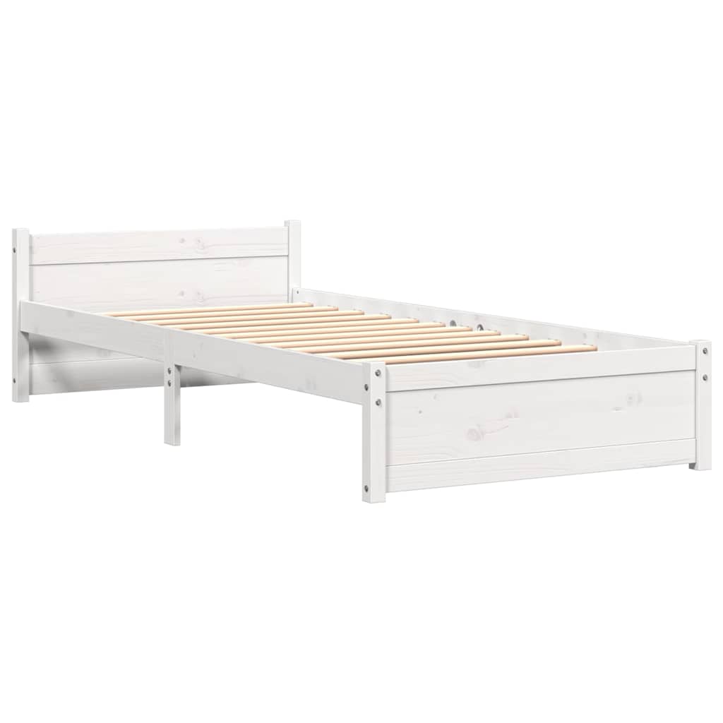 vidaXL Bed Frame without Mattress White Solid Wood 90x190 cm Single