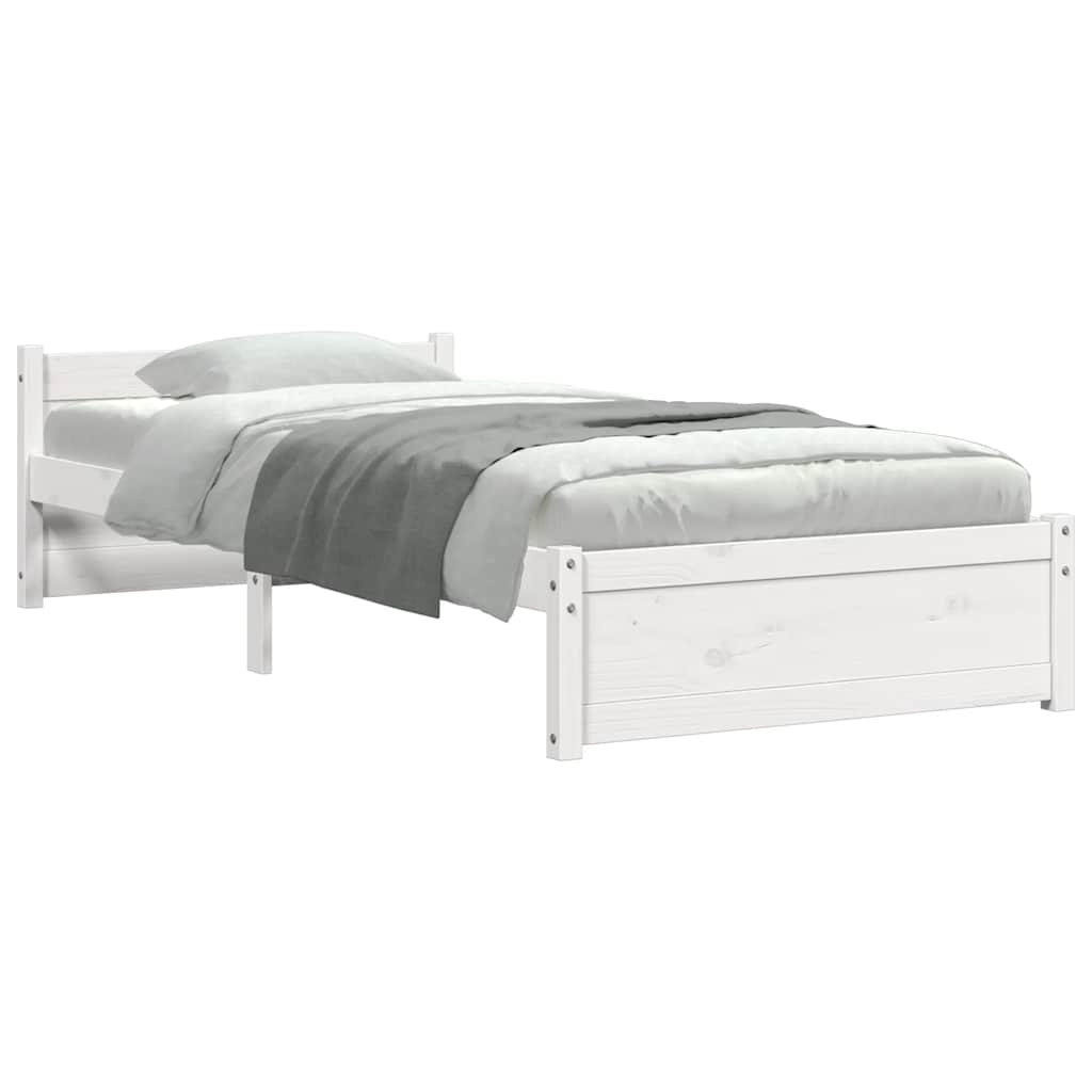 vidaXL Bed Frame without Mattress White Solid Wood 90x190 cm Single