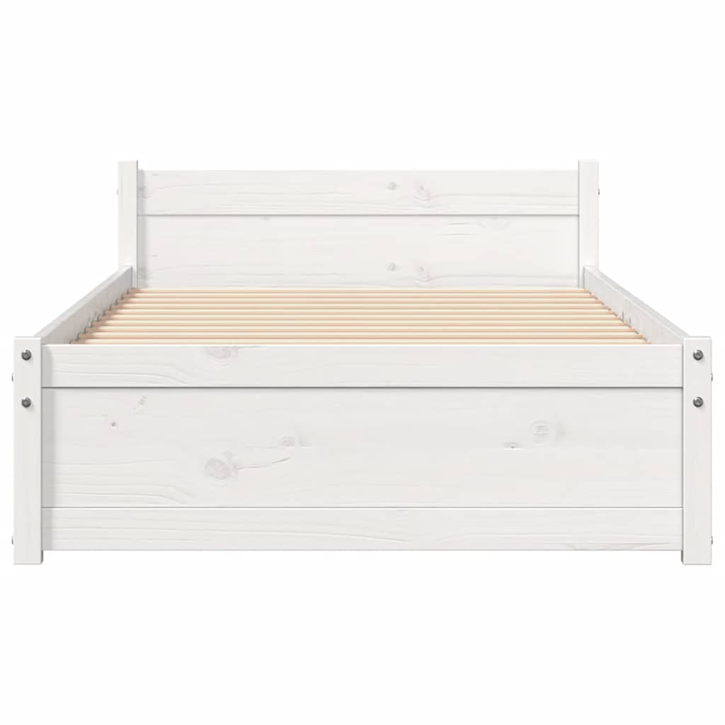 vidaXL Bed Frame without Mattress White Solid Wood 90x190 cm Single