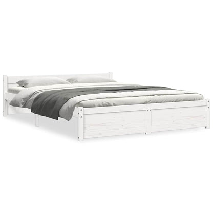 vidaXL Bed Frame without Mattress White Solid Wood 135x190 cm Double