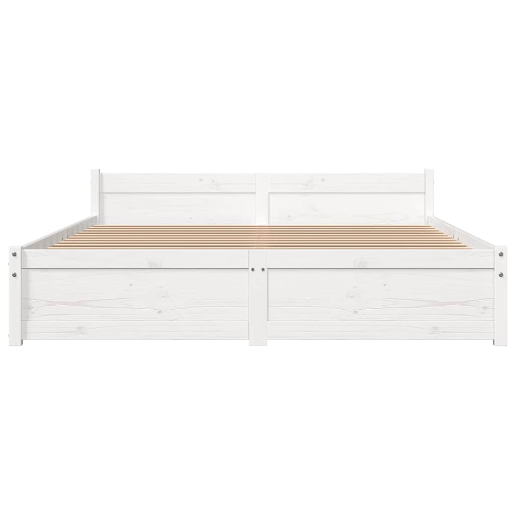 vidaXL Bed Frame without Mattress White Solid Wood 135x190 cm Double